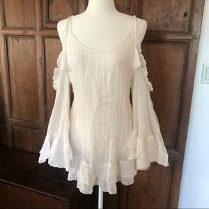 NWOT Red Carter Linen Ruffle Dress